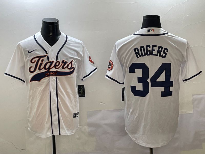 Men Detroit Tigers #34 Rogers White Jointly Name 2025 Nike MLB Jersey style 1->detroit tigers->MLB Jersey